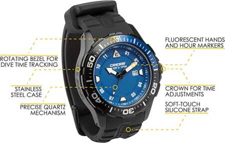 ���� Cressi MANTA WATCH 100m BLACK BLACK BLUE ��� ��������� �����, ������ � ��������� �������� �������.��